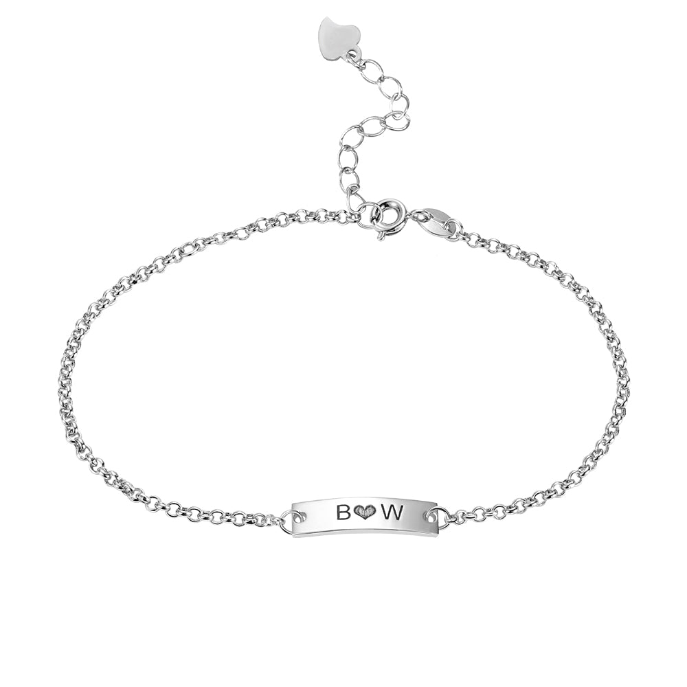 Engraved Bar Anklet Sterling Silver 925