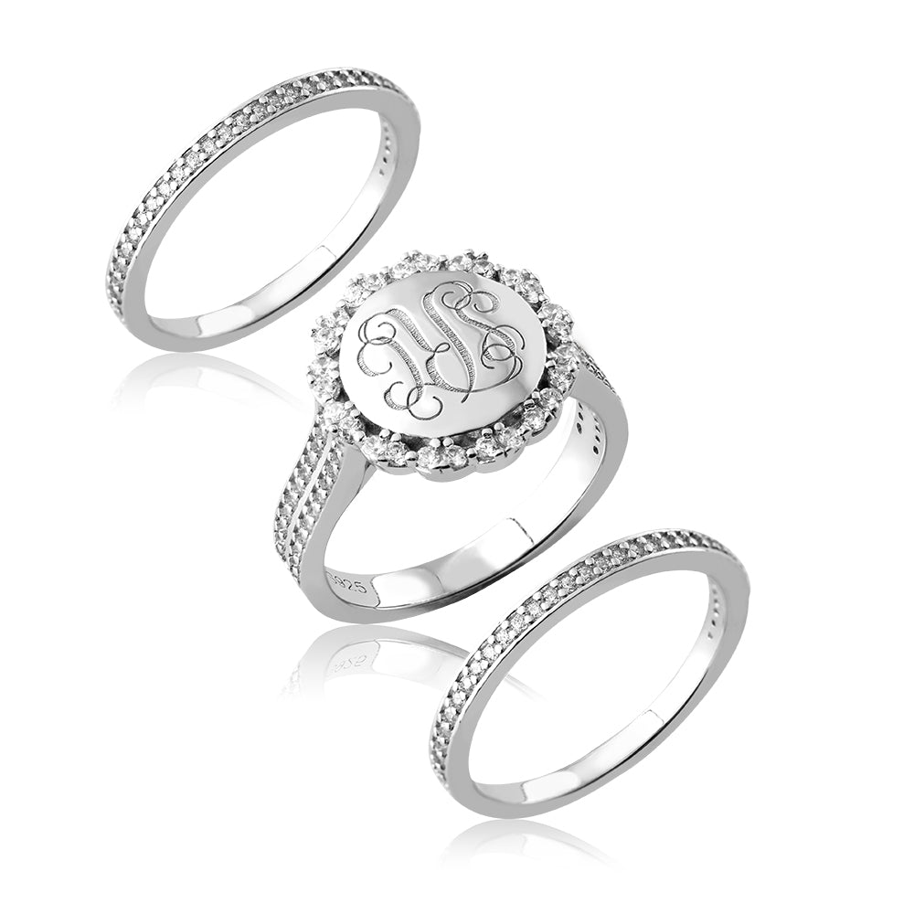 Custom Monogram Stackable Ring Set