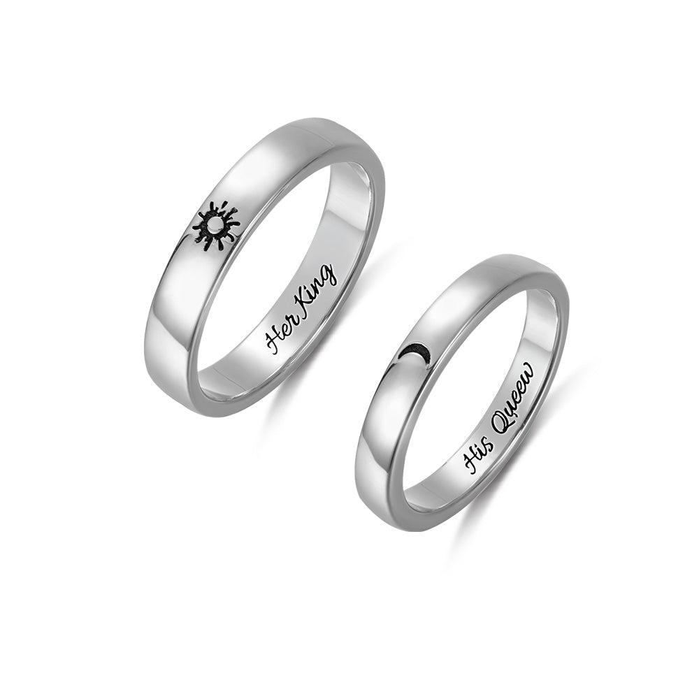 Personalized Sun & Moon Couple Rings