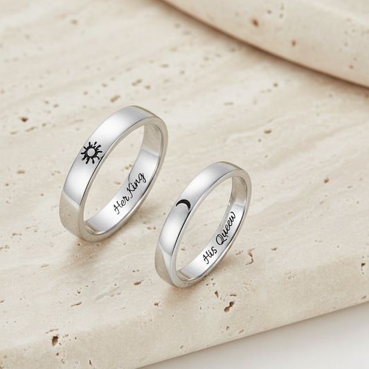 Personalized Sun & Moon Couple Rings