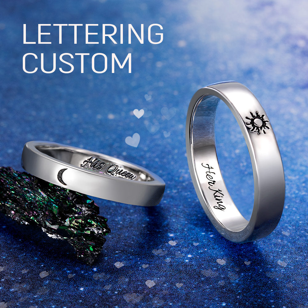 Personalized Sun & Moon Couple Rings