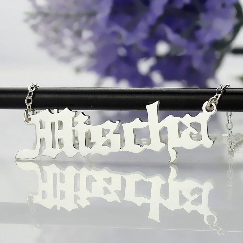 Custom Old English Name Necklace