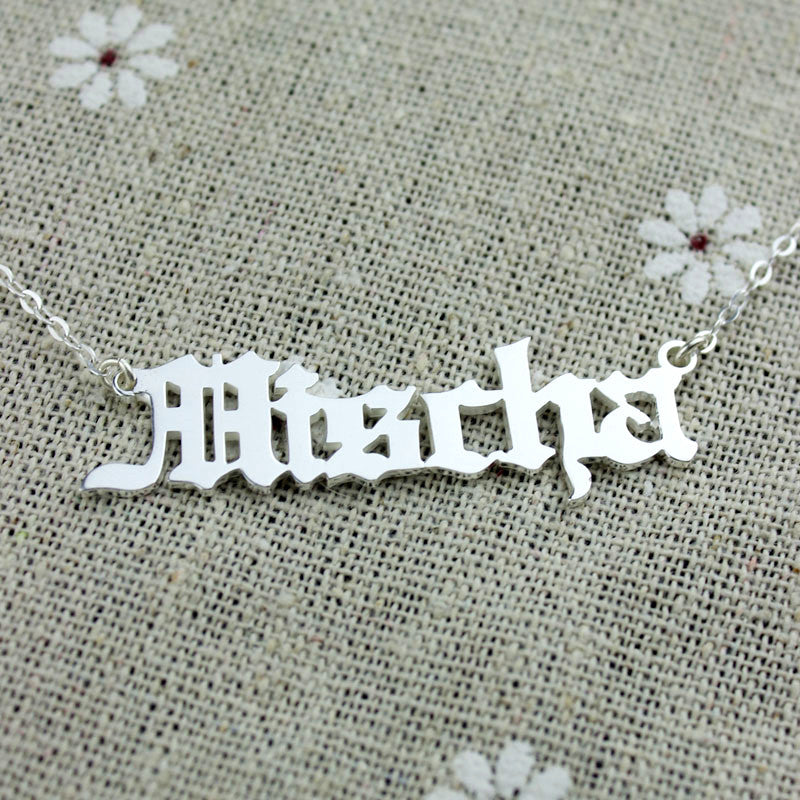 Custom Old English Name Necklace