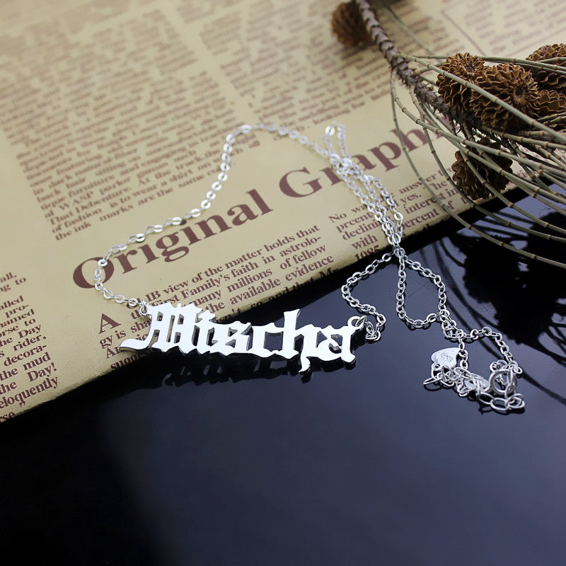 Custom Old English Name Necklace