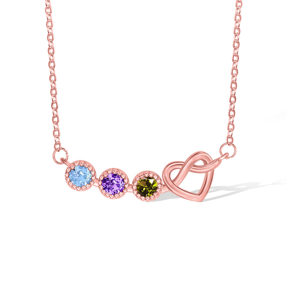 Combined Birthstone Heart Necklace