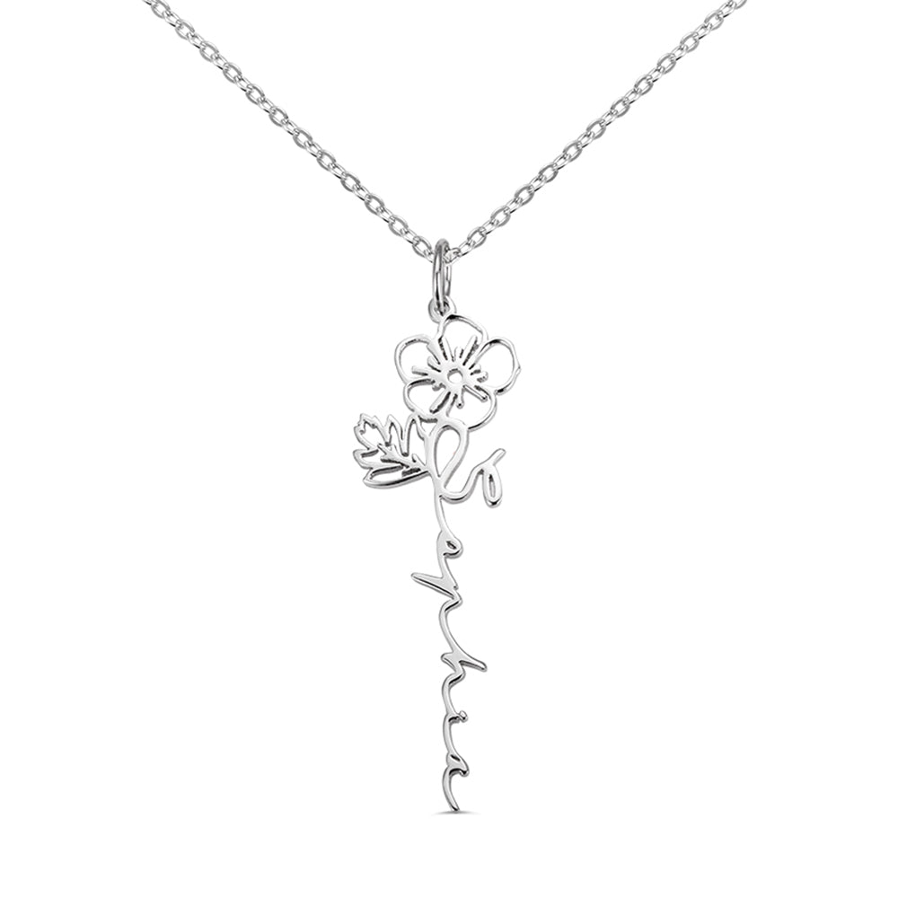 Custom Birth Flower Name Necklace