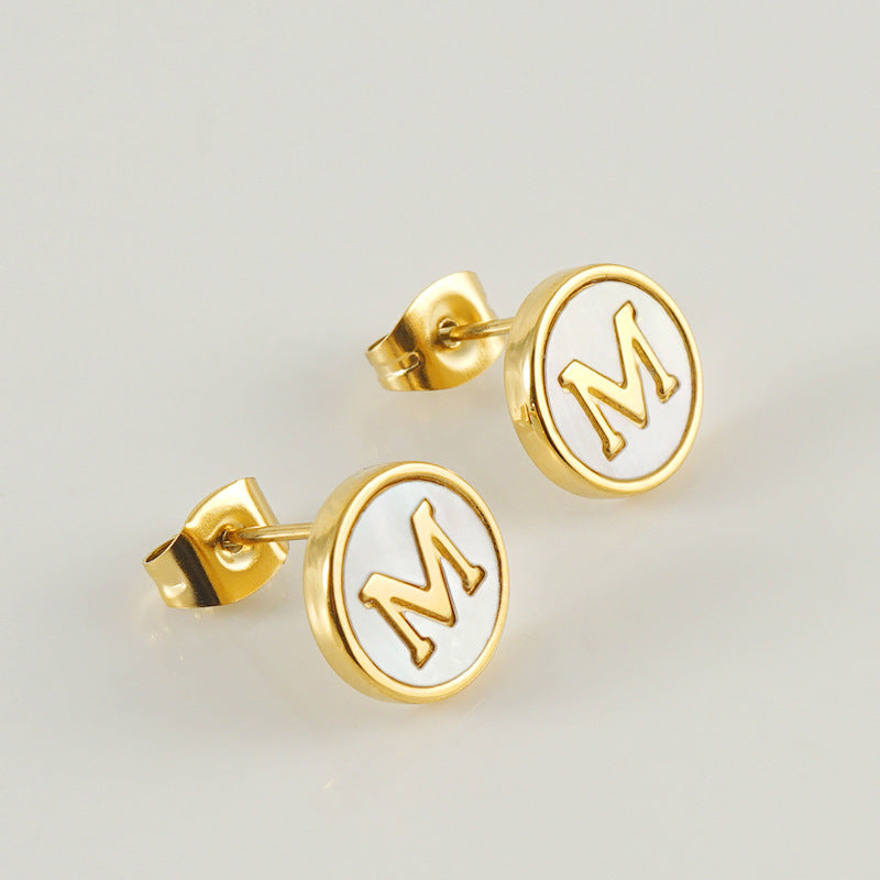 Custom Shell Letter Stud Earrings