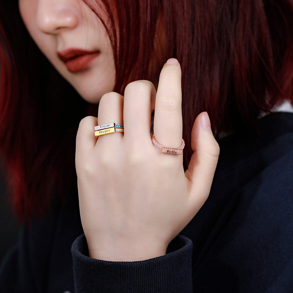 Custom Engraved Stackable Bar Ring