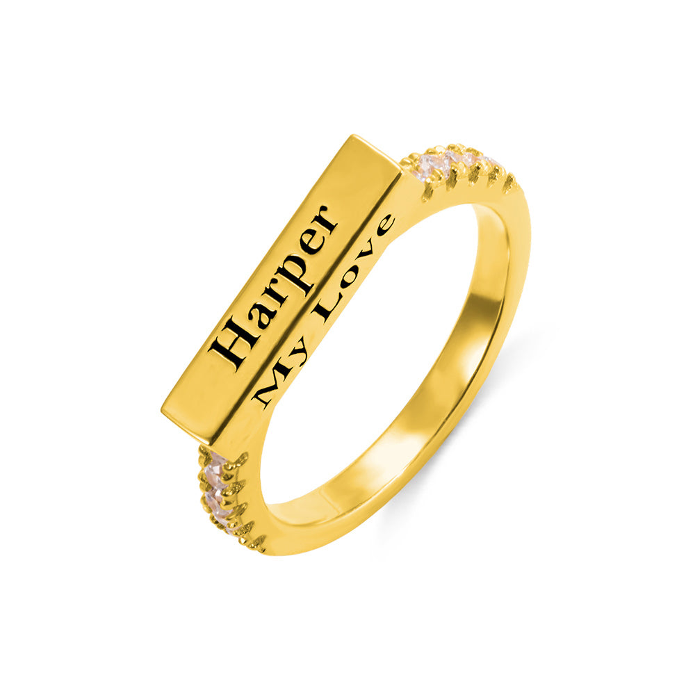 Custom Engraved Stackable Bar Ring