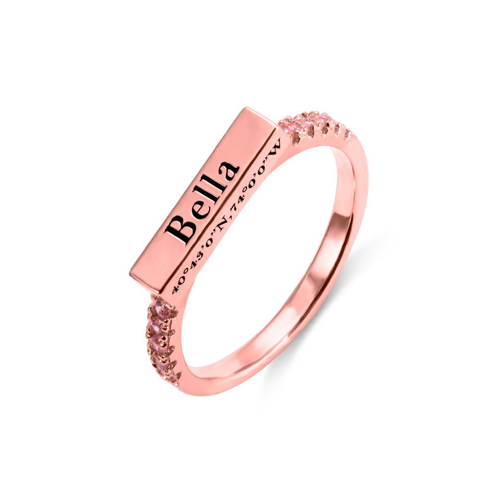 Custom Engraved Stackable Bar Ring