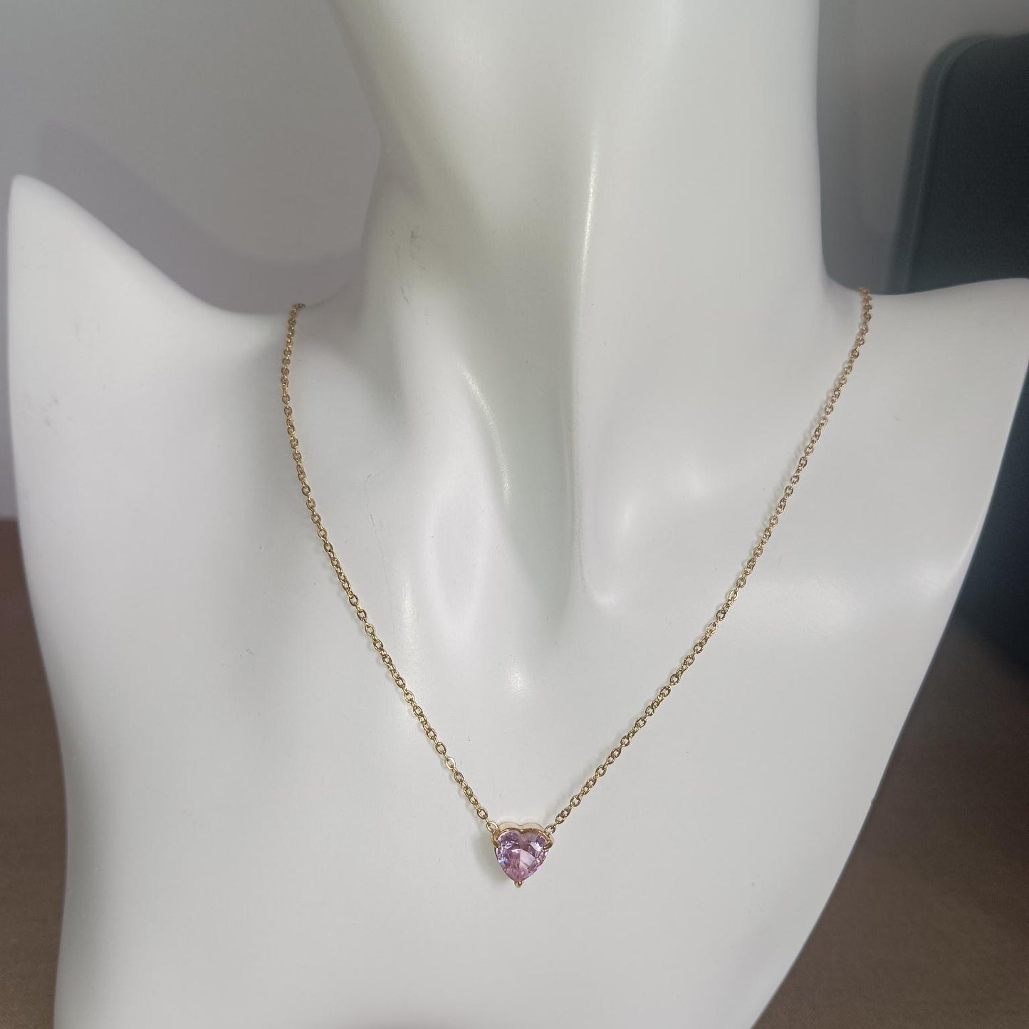 Dainty Heart Birthstone Necklace