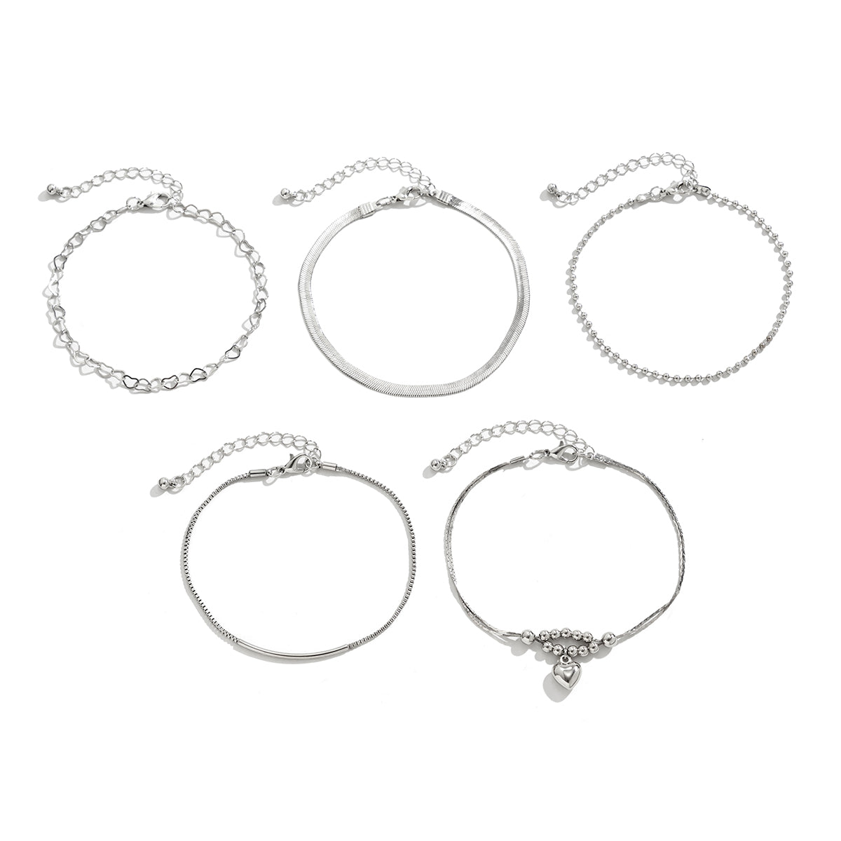 Boho Silver Anklets SET