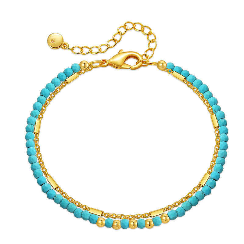 Beachy Turquoise Gold Beaded Bracelet