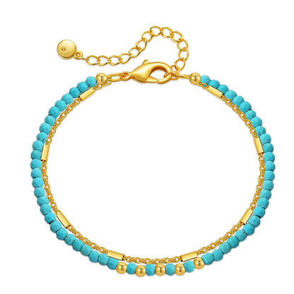 Beachy Turquoise Gold Beaded Bracelet