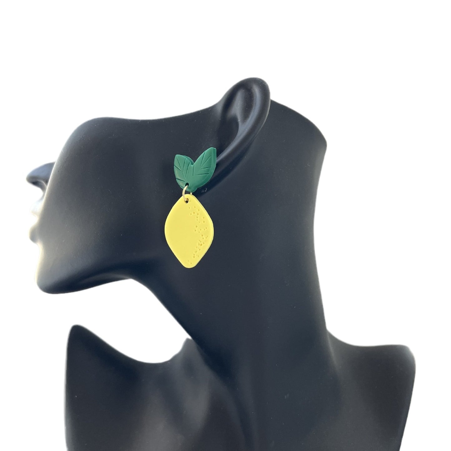 Citrus Lemon Polymer Clay Drop Earrings