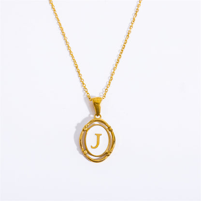 Vintage Initial Oval Pendant Necklace