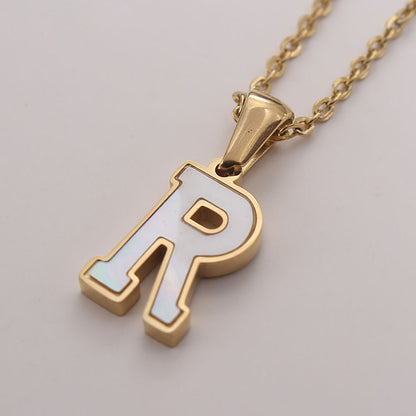 Bold Initial Shell Pendant Necklace