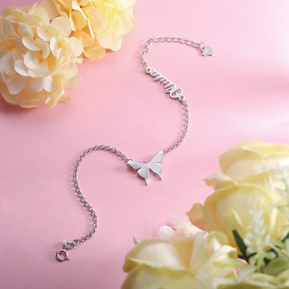 Custom Butterfly Name Anklet