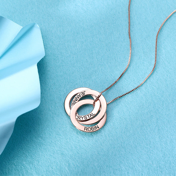 Custom Names Engraved Ring Necklace