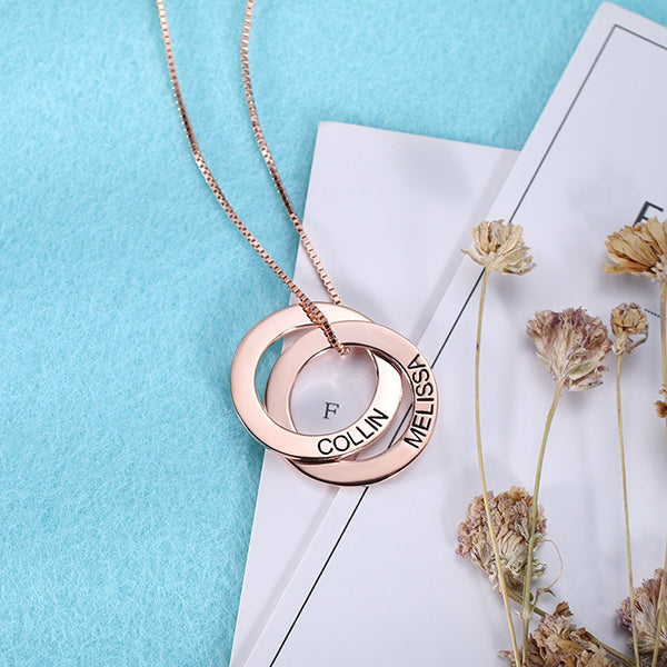 Custom Names Engraved Ring Necklace