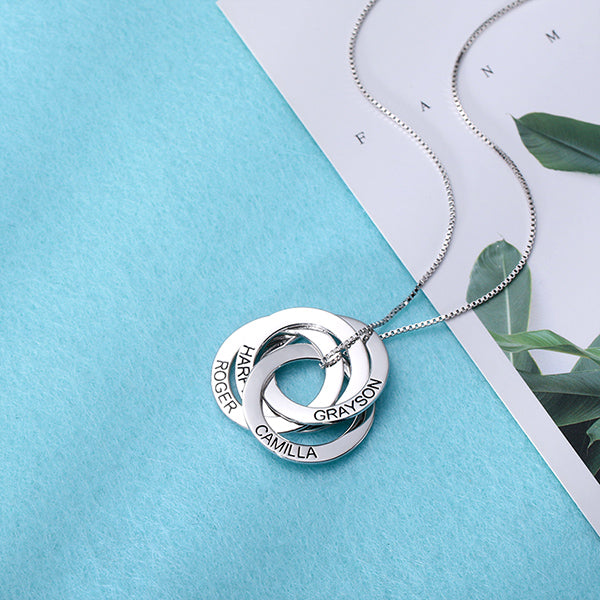 Custom Names Engraved Ring Necklace