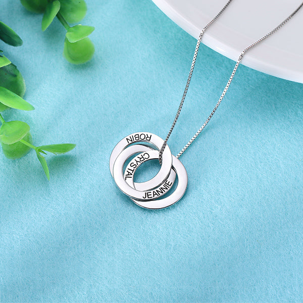 Custom Names Engraved Ring Necklace