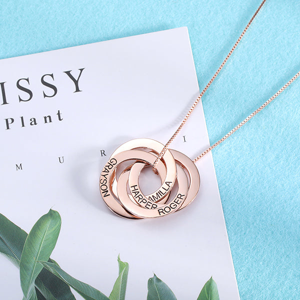 Custom Names Engraved Ring Necklace