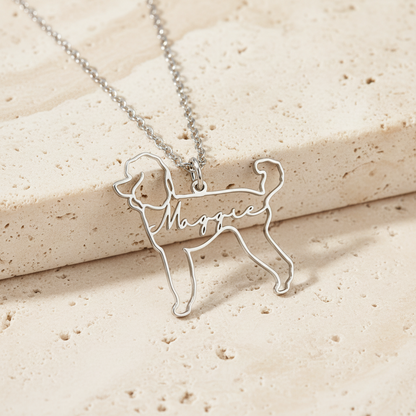 Custom Dog Silhouette Name Necklace