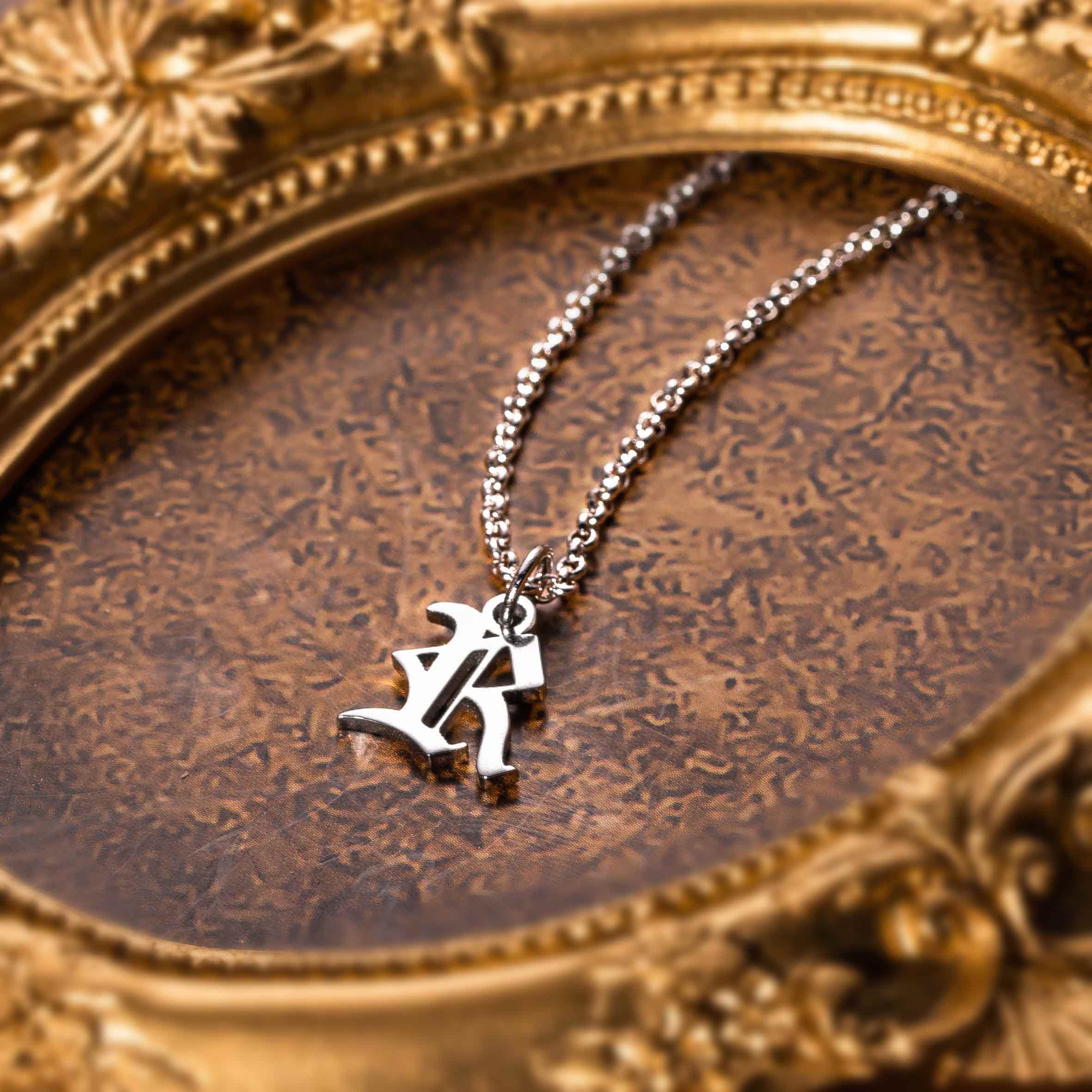 Personalized Old English Initial Necklace