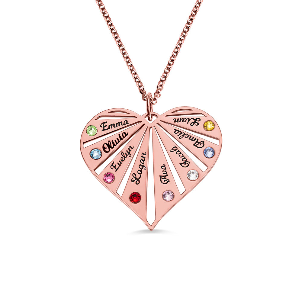 Combined Heart Birthstone Necklace