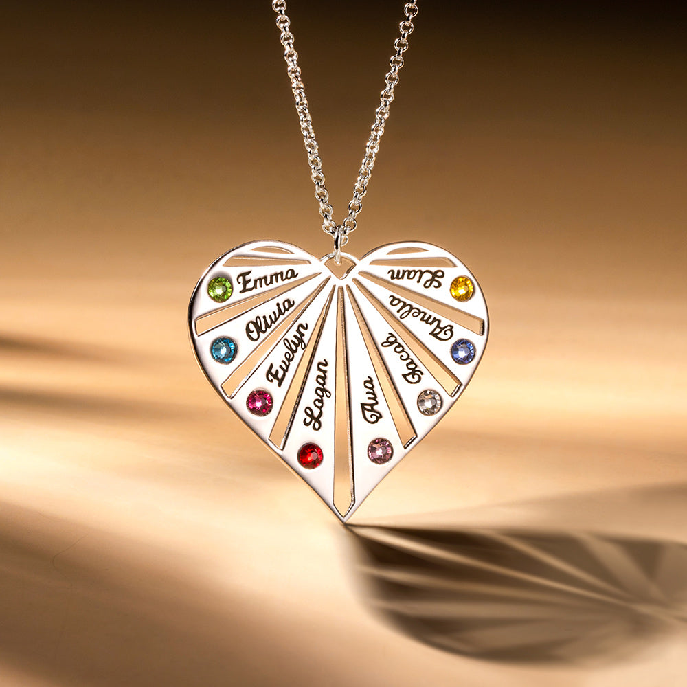 Combined Heart Birthstone Necklace