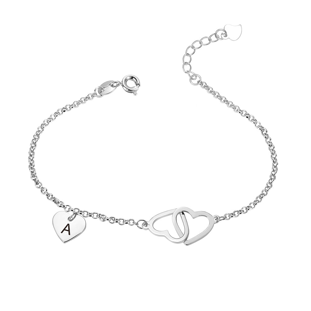 Personalized Heart Initial Anklet Sterling Silver 925