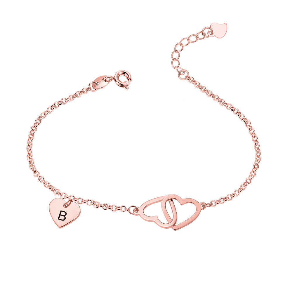 Personalized Heart Initial Anklet Sterling Silver 925