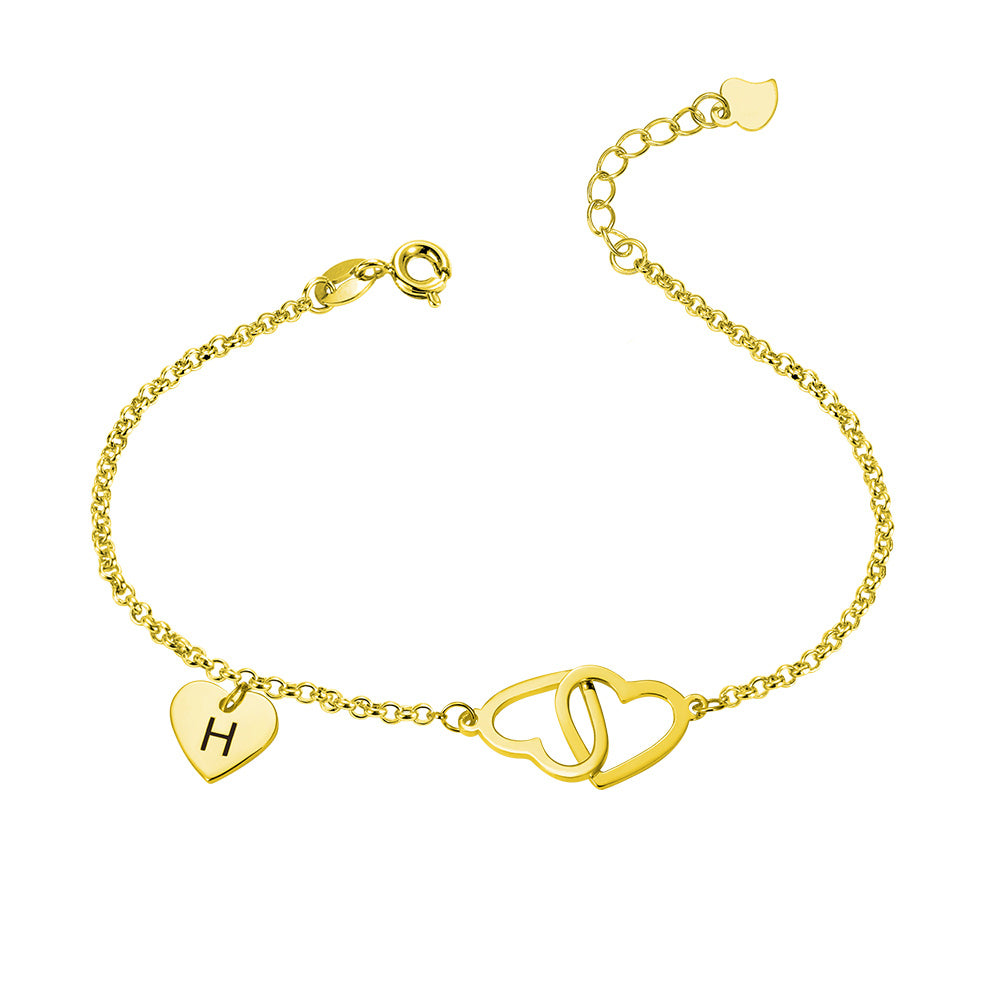 Personalized Initial Hearts Anklet