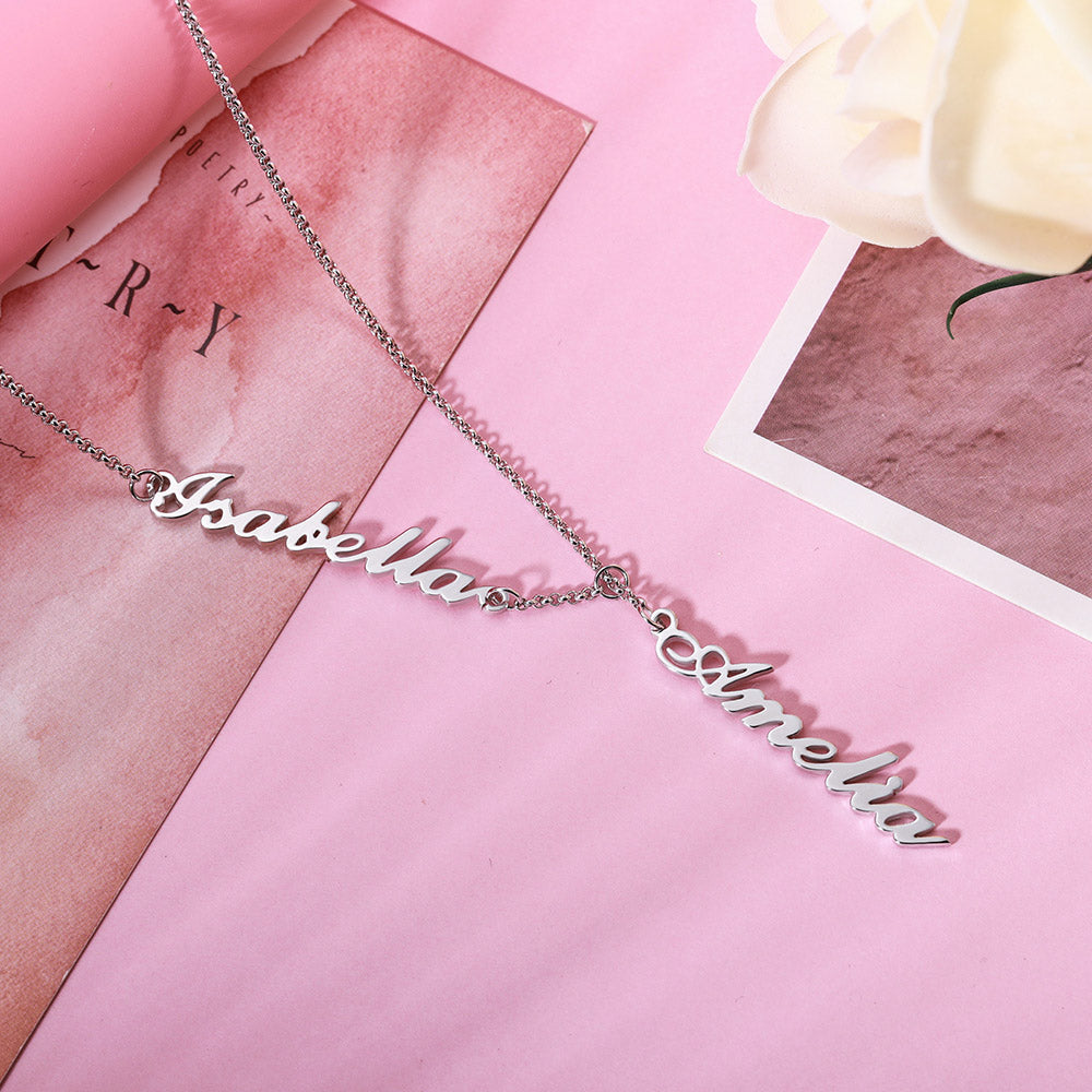 Custom Double Names Y-Necklace