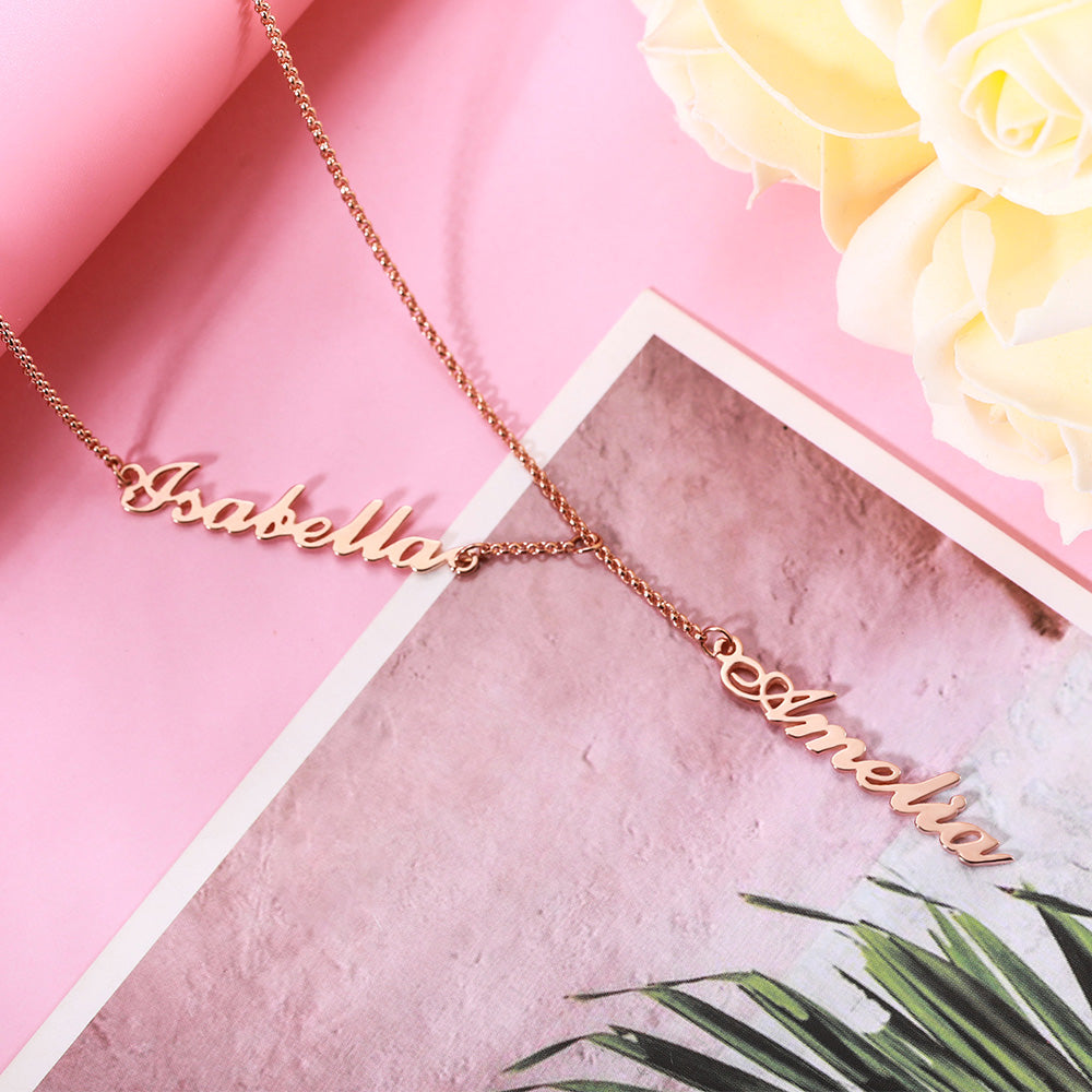 Custom Double Names Y-Necklace