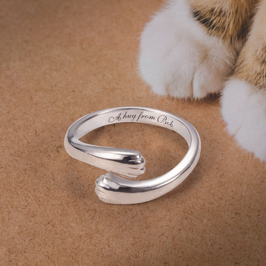 Personalized Cat Paw Hug Ring