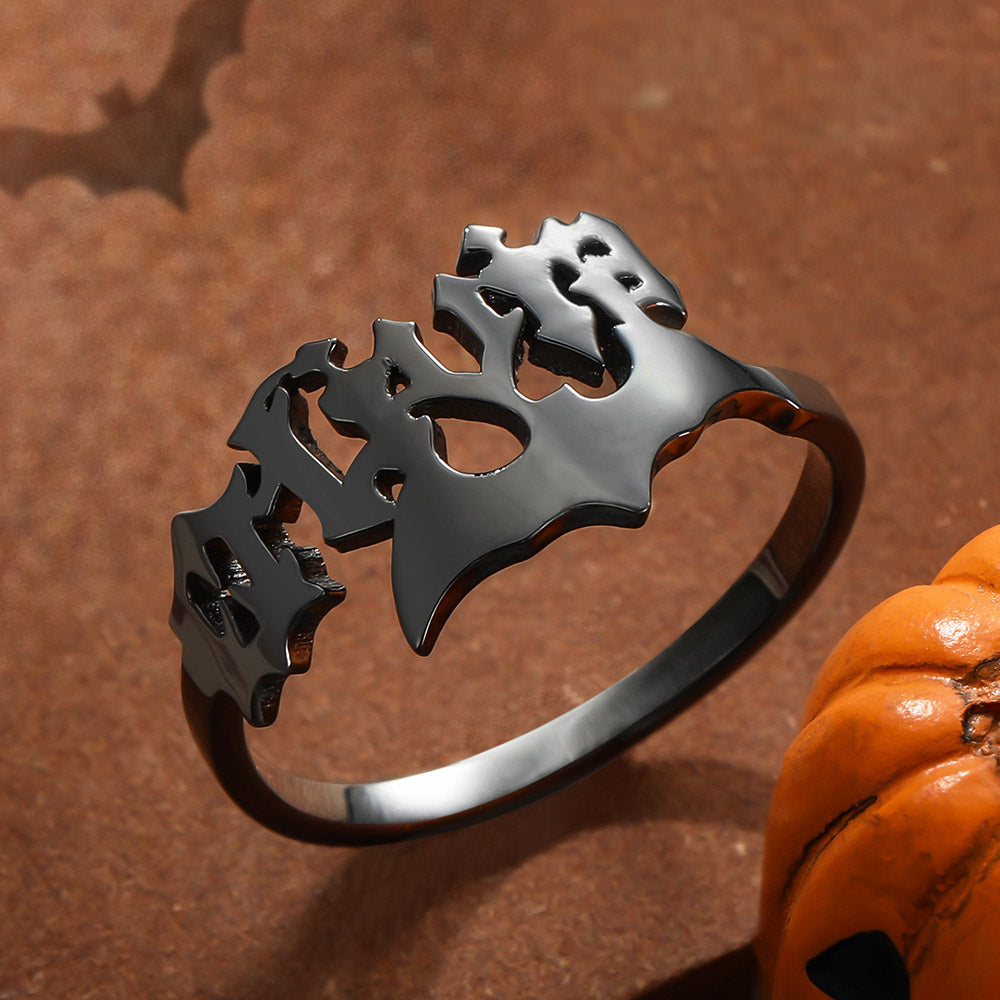 Personalized Gothic Halloween Name Ring