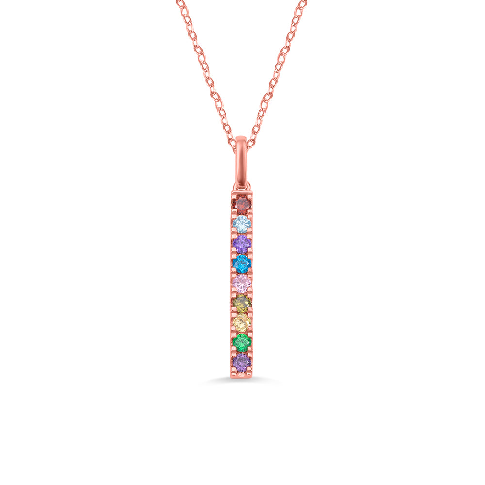 Combined Birthstones Bar Necklace