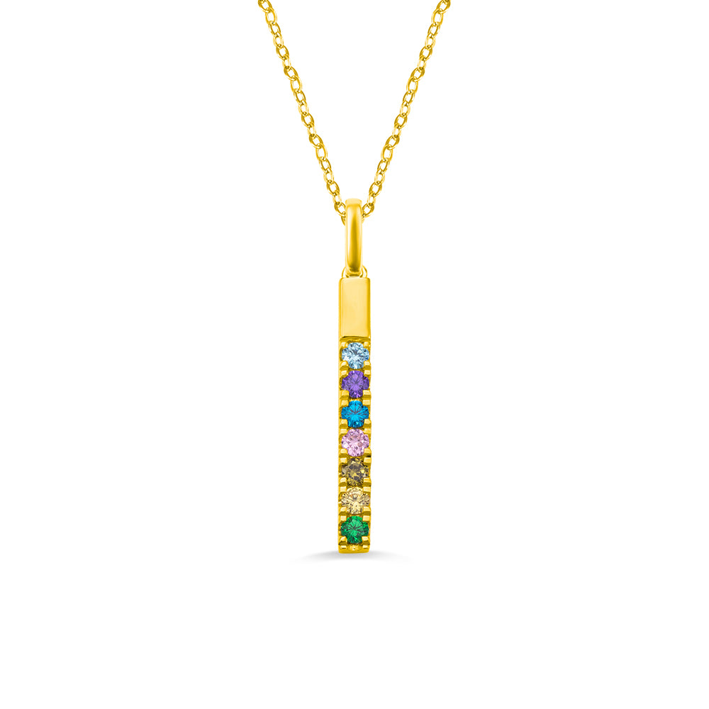 Combined Birthstones Bar Necklace