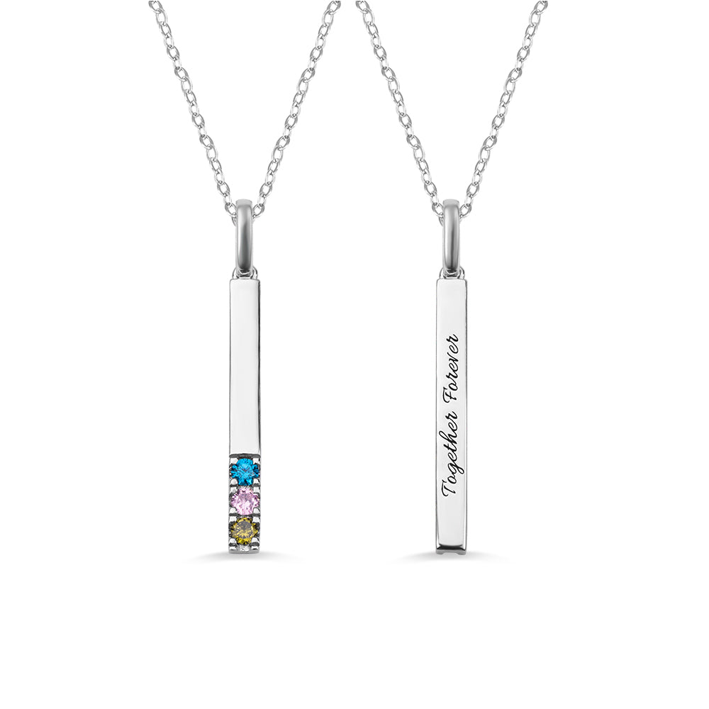 Combined Birthstones Bar Necklace