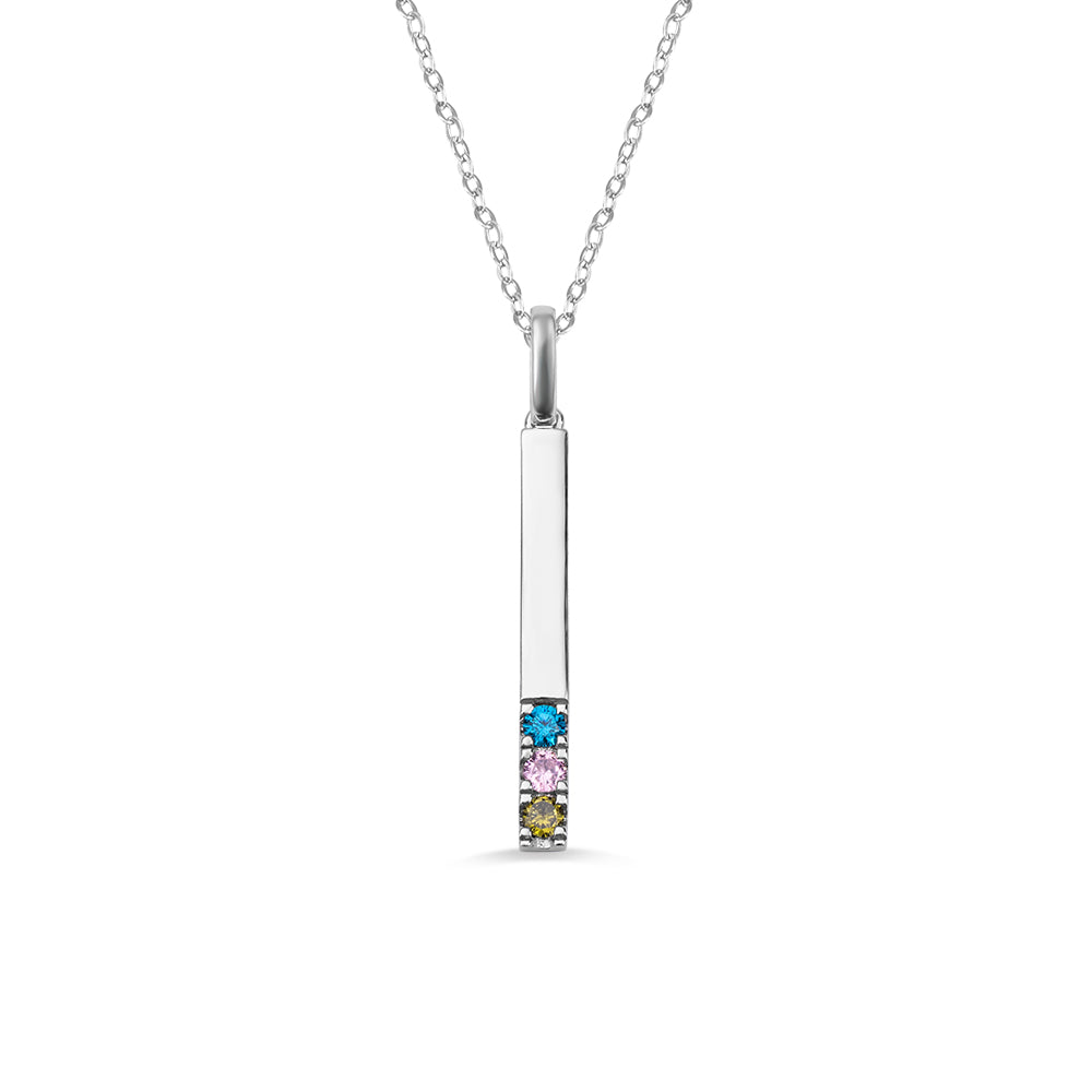 Combined Birthstones Bar Necklace