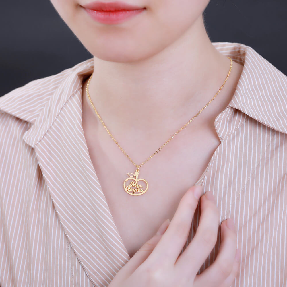 Personalized Apple Name Necklace