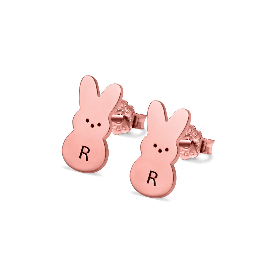 Personalized Initial Bunny Earrings