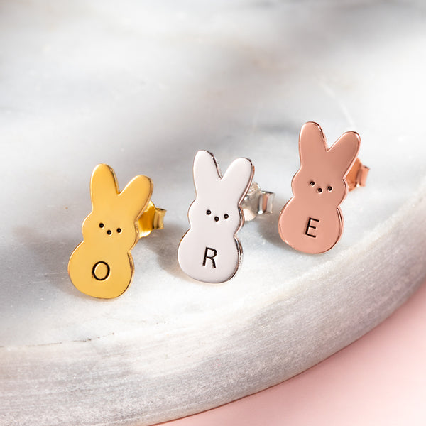 Personalized Initial Bunny Earrings