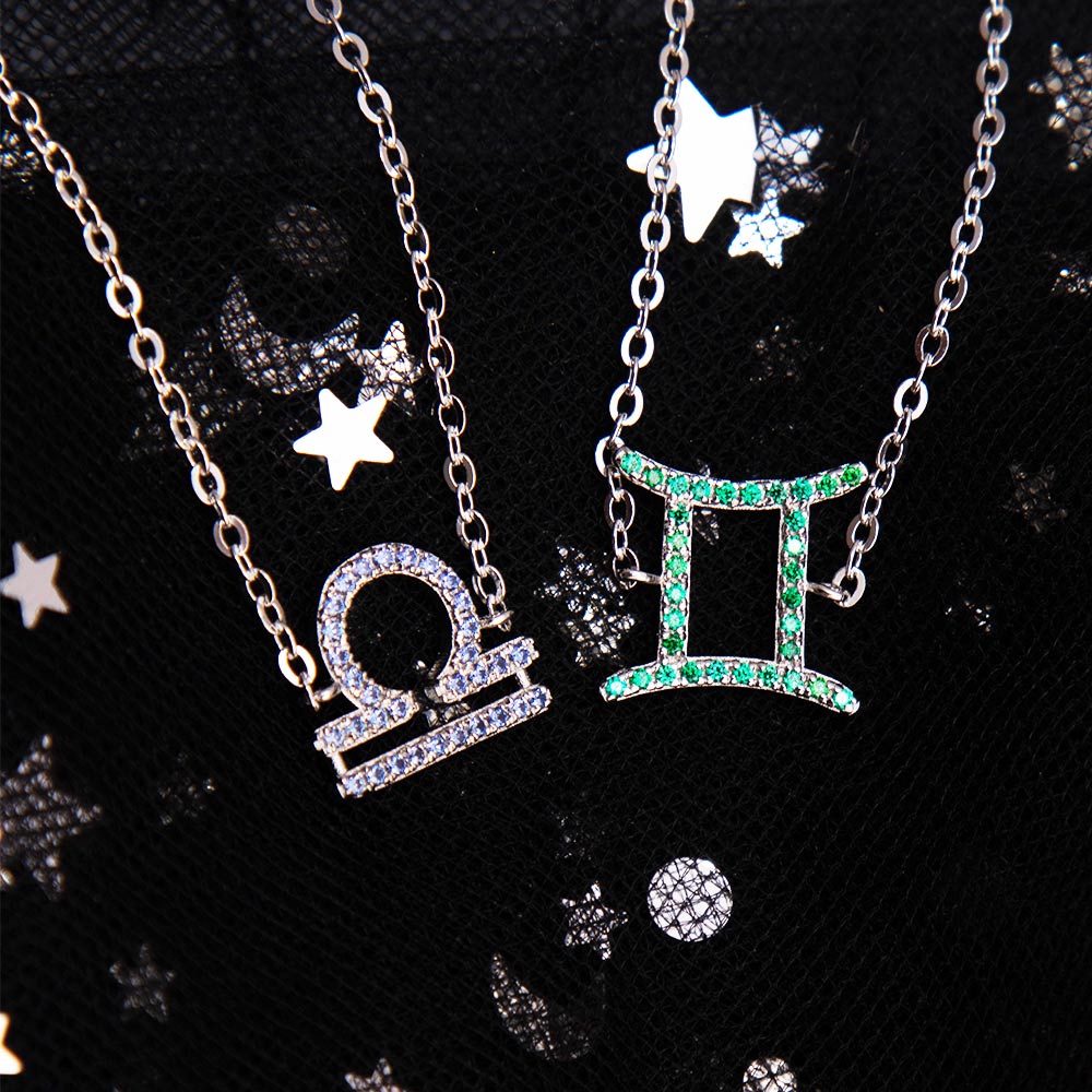 Custom Zodiac Sign Birthstone Necklace