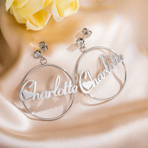 Personalized Name Round Crystal Earrings