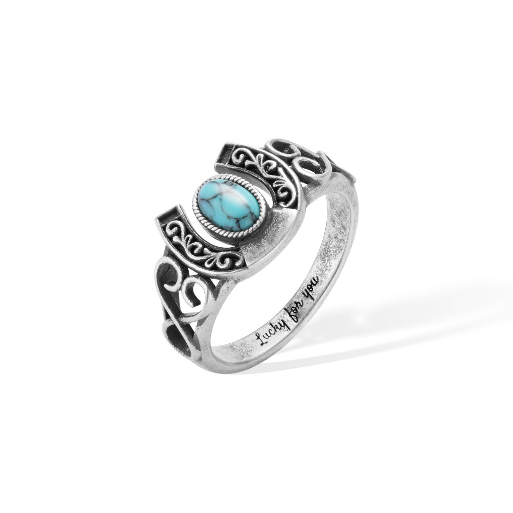 Custom Horseshoe Turquoise Ring 925 Silver