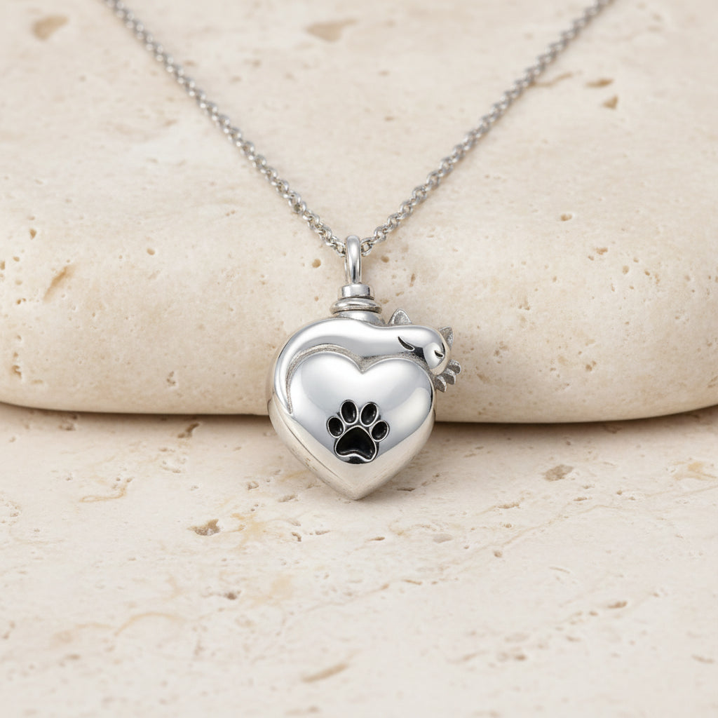 Engraved Cat Urn Necklace
