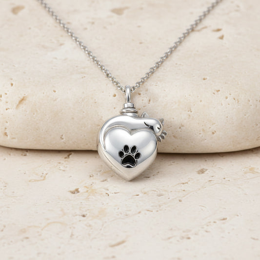 Engraved Cat Urn Necklace